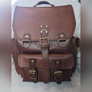 Full grain tall leather backpack